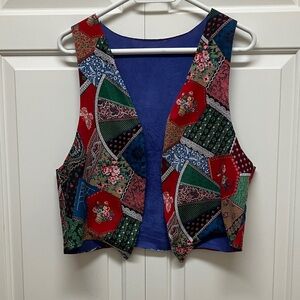 Cottage core handmade vest, patchwork fabric, lined, size M or L